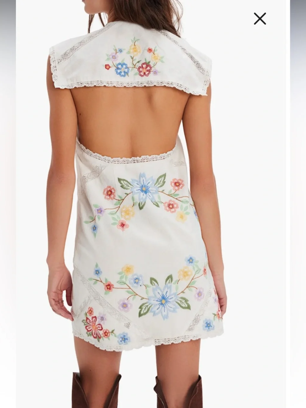 Free People Willow Embroidered Mini Dress- Size- Small - Picture 2 of 7